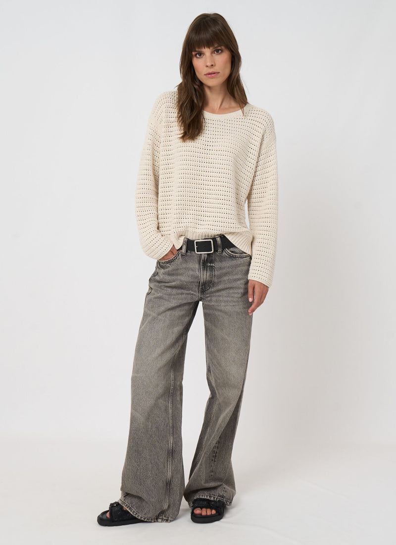 Cotton Pointelle Boat-Neck Sweater by REPEAT Cashmere