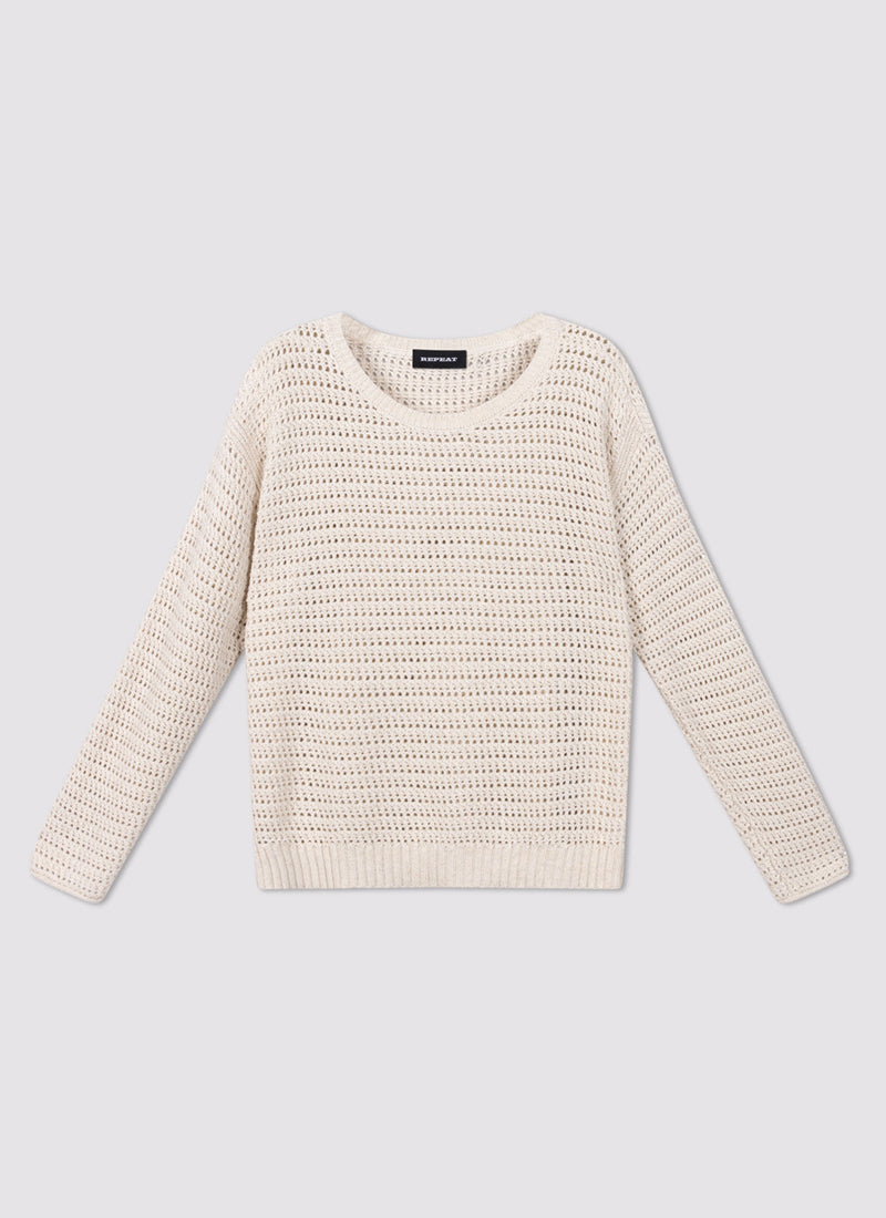 Cotton Pointelle Boat-Neck Sweater by REPEAT Cashmere