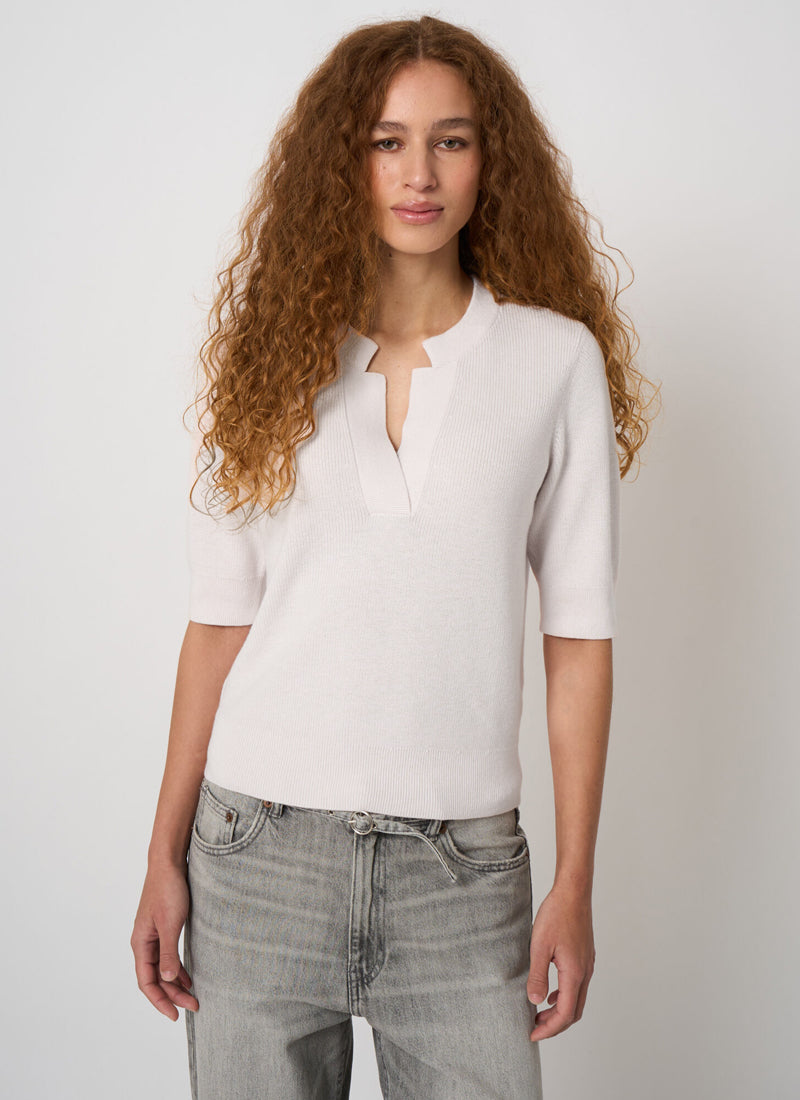 REPEAT Cashmere Fine Rib Knit Cashmere Cotton Sweater