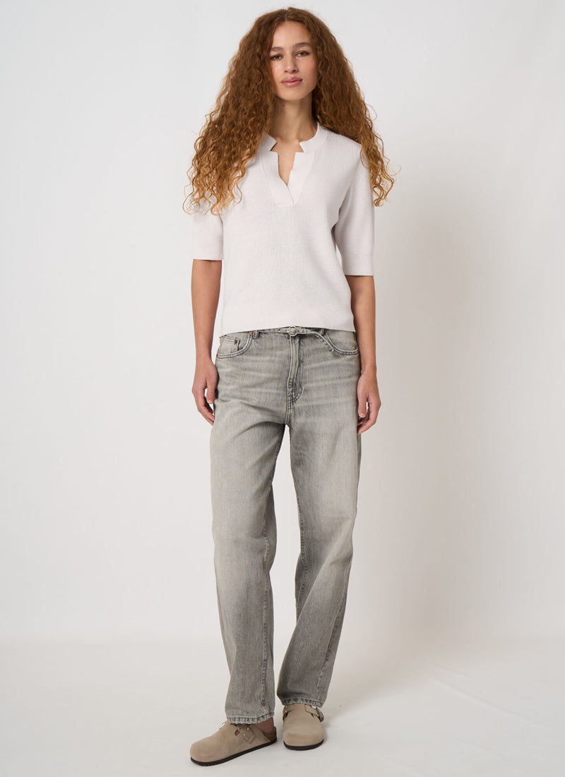 REPEAT Cashmere Fine Rib Knit Cashmere Cotton Sweater