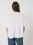 REPEAT Cashmere Linen Slit Neck Poncho Top