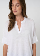 REPEAT Cashmere Linen Slit Neck Poncho Top