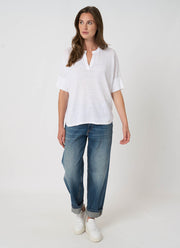 REPEAT Cashmere Linen Slit Neck Poncho Top