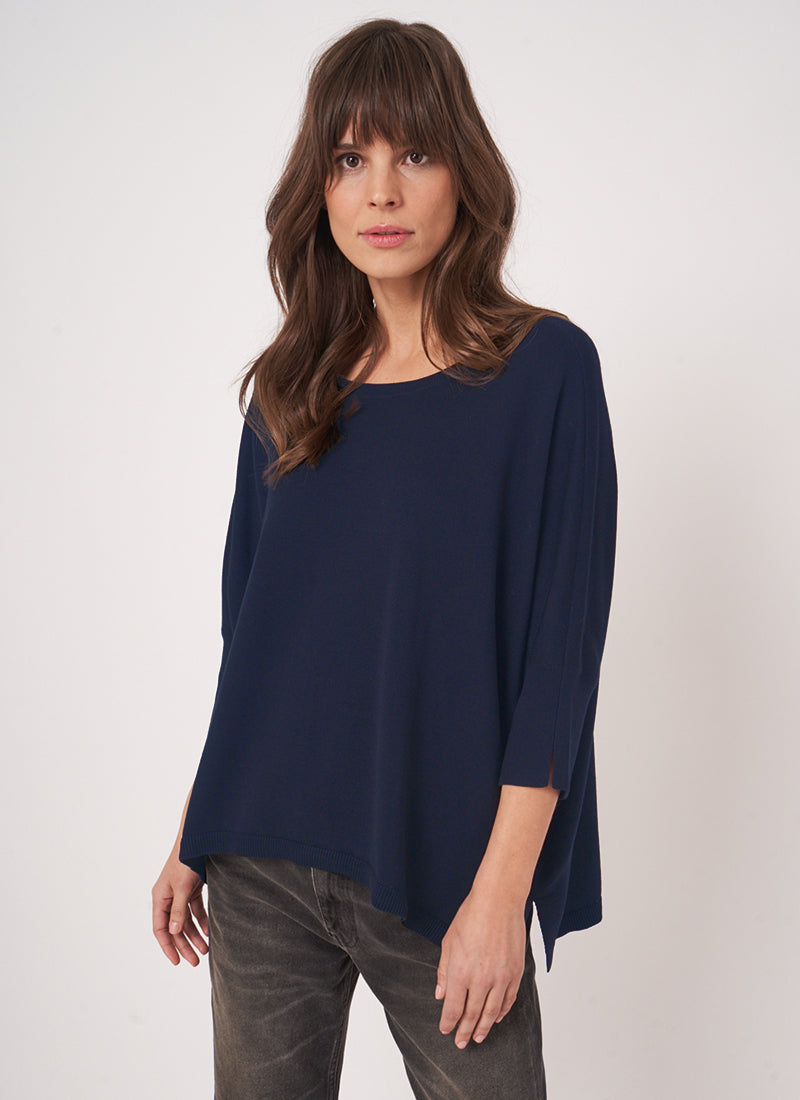 REPEAT Cashmere Oversized Cotton Blend Poncho Sweater