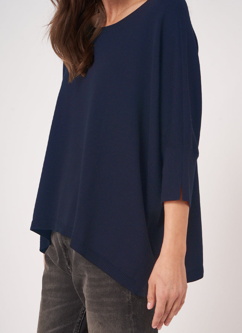 REPEAT Cashmere Oversized Cotton Blend Poncho Sweater