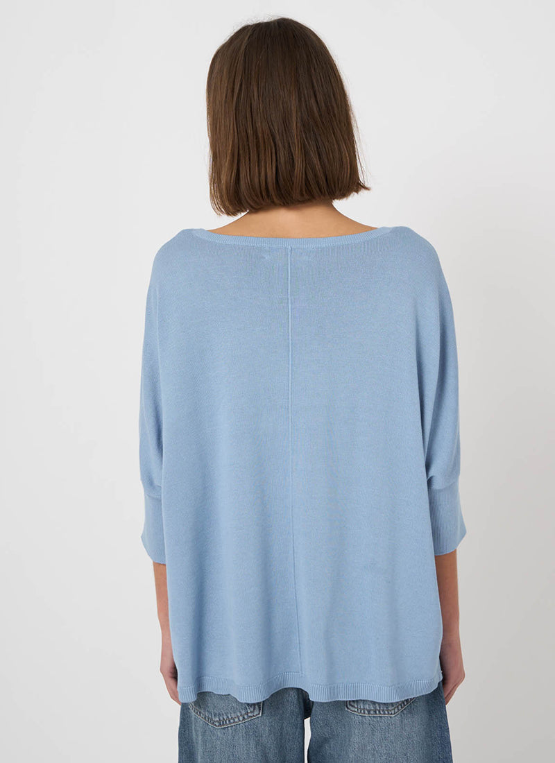 Oversized Cotton Blend Poncho Sweater
