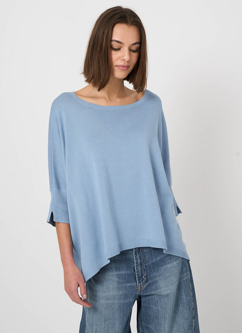 Oversized Cotton Blend Poncho Sweater