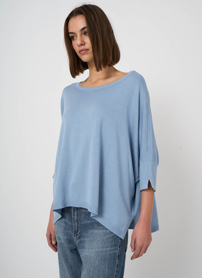 Oversized Cotton Blend Poncho Sweater