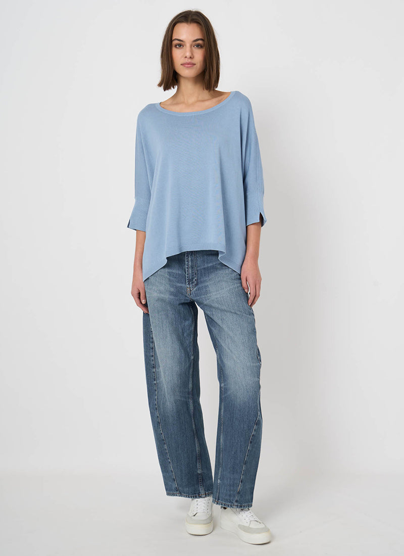 Oversized Cotton Blend Poncho Sweater