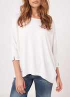 REPEAT Cashmere Oversized Cotton Blend Poncho Sweater