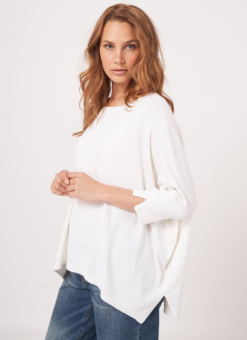 REPEAT Cashmere Oversized Cotton Blend Poncho Sweater