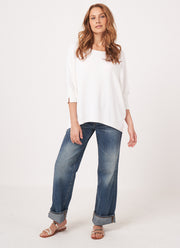 REPEAT Cashmere Oversized Cotton Blend Poncho Sweater