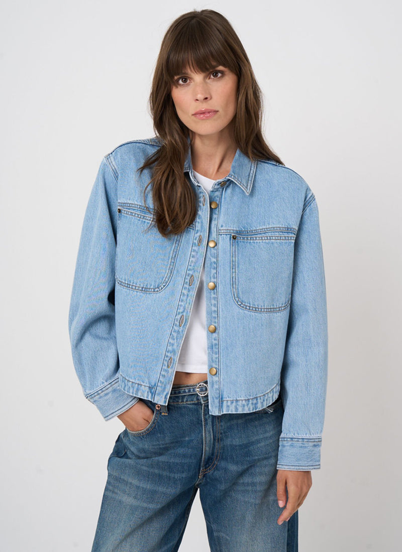 Denim Cotton Shirt Jacket by REPEAT Cashmere
