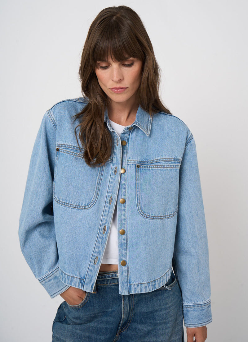 Denim Cotton Shirt Jacket by REPEAT Cashmere