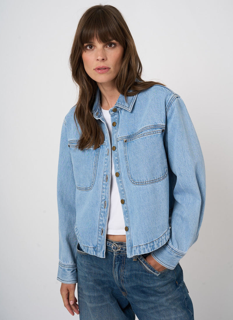Denim Cotton Shirt Jacket by REPEAT Cashmere