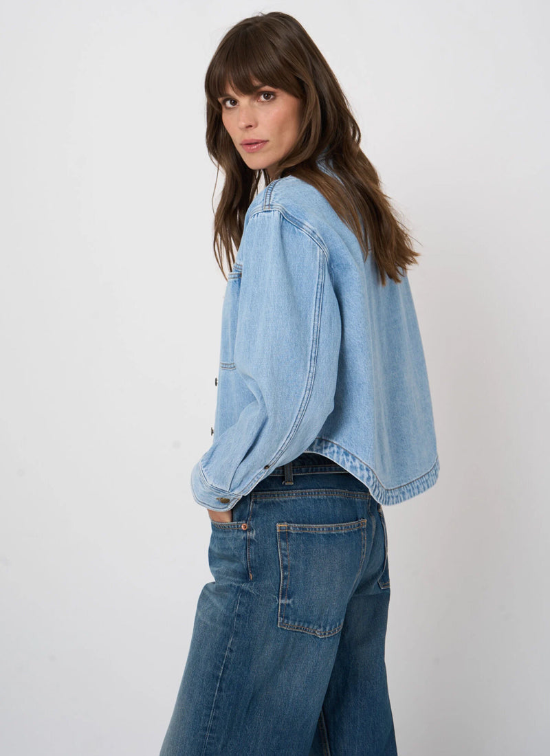 Denim Cotton Shirt Jacket by REPEAT Cashmere