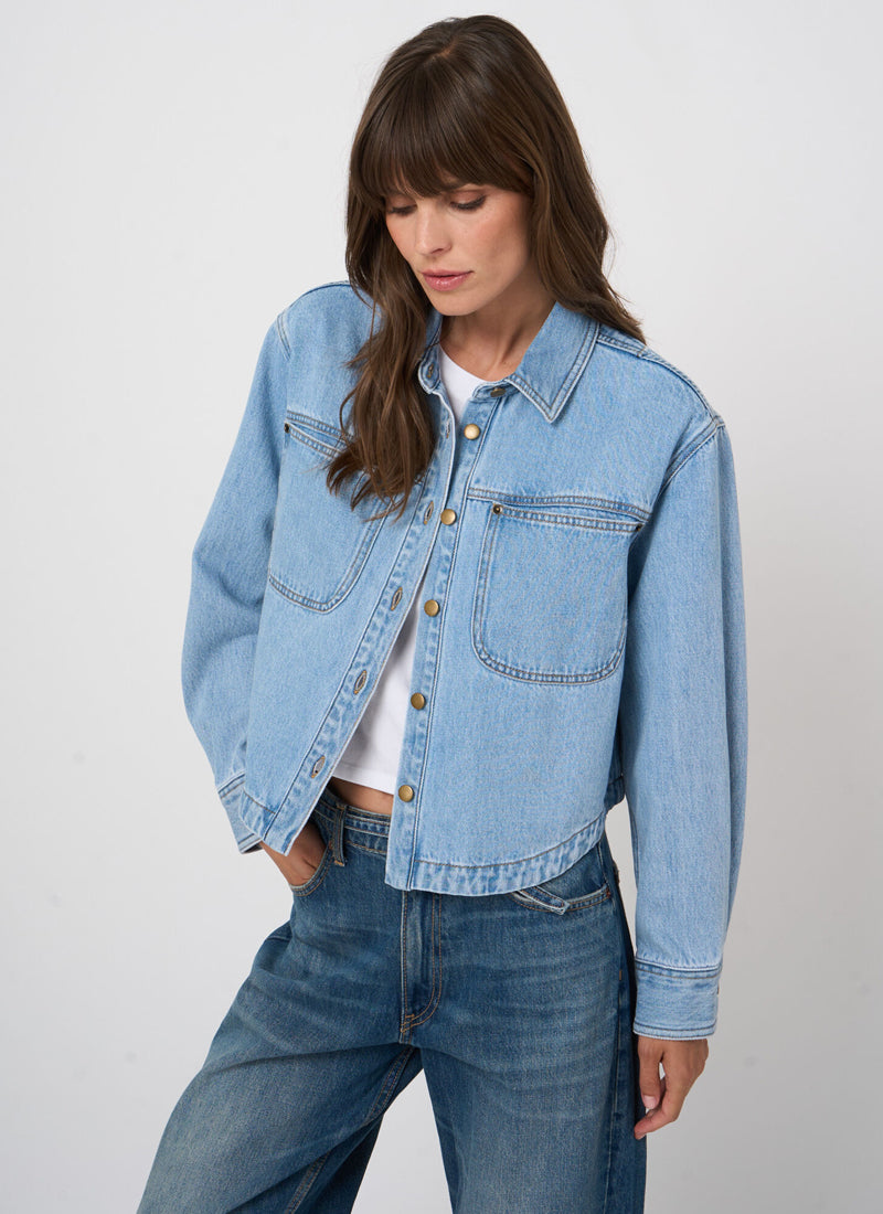 Denim Cotton Shirt Jacket by REPEAT Cashmere