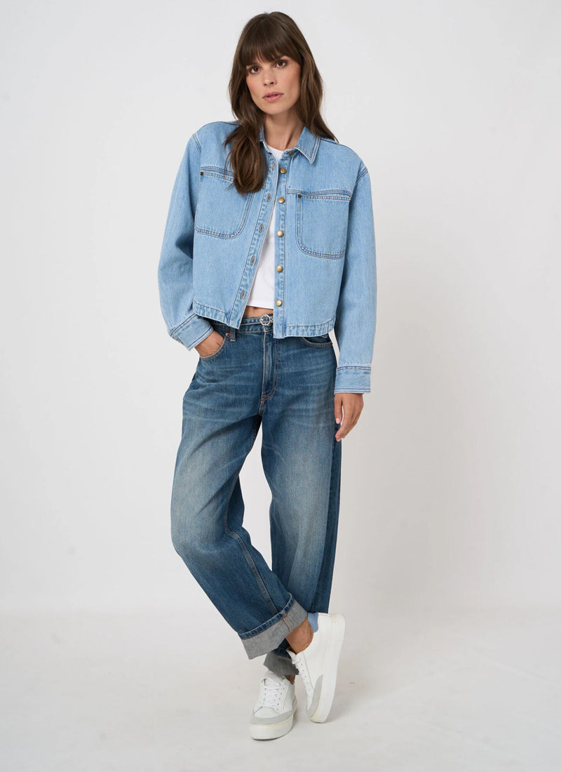 Denim Cotton Shirt Jacket by REPEAT Cashmere