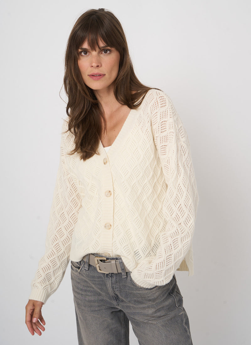  Cashmere Diamond Cardigan by REPEAT Cashmere at Andrews 