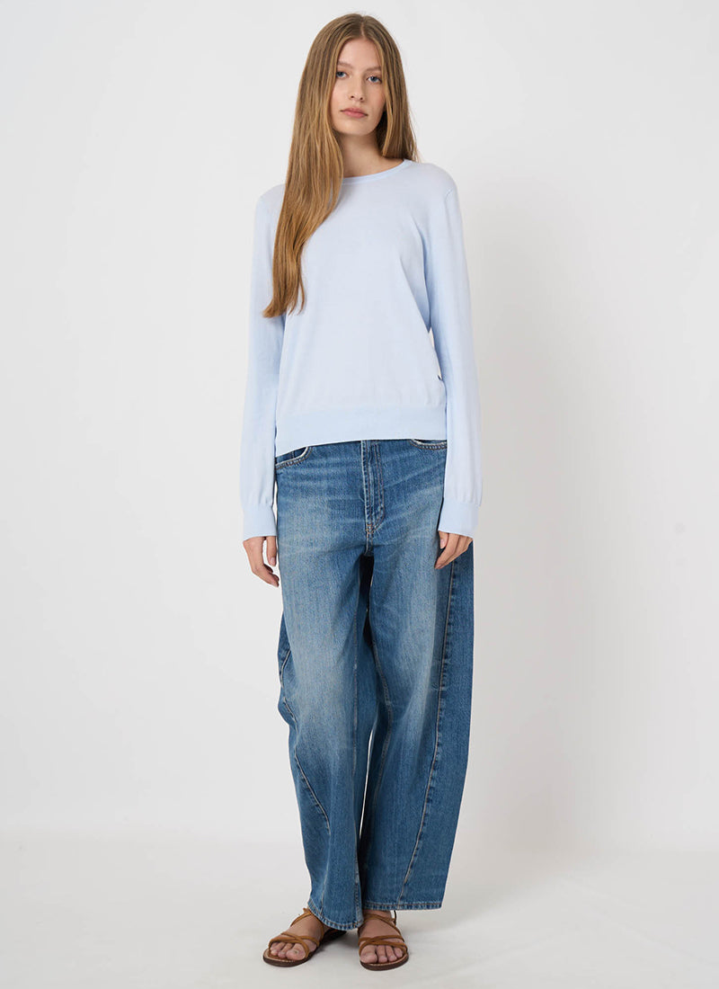 Cotton Knitted Crew Neck Sweater