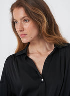 Long Sleeve Shirred Back Silk Blouse