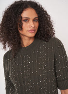 REPEAT Cashmere Extra fine Short Sleeve Crystal Embroidered Sweater