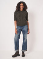 REPEAT Cashmere Extra fine Short Sleeve Crystal Embroidered Sweater