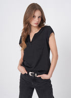 REPEAT Cashmere Silk Short Sleeve Blouse
