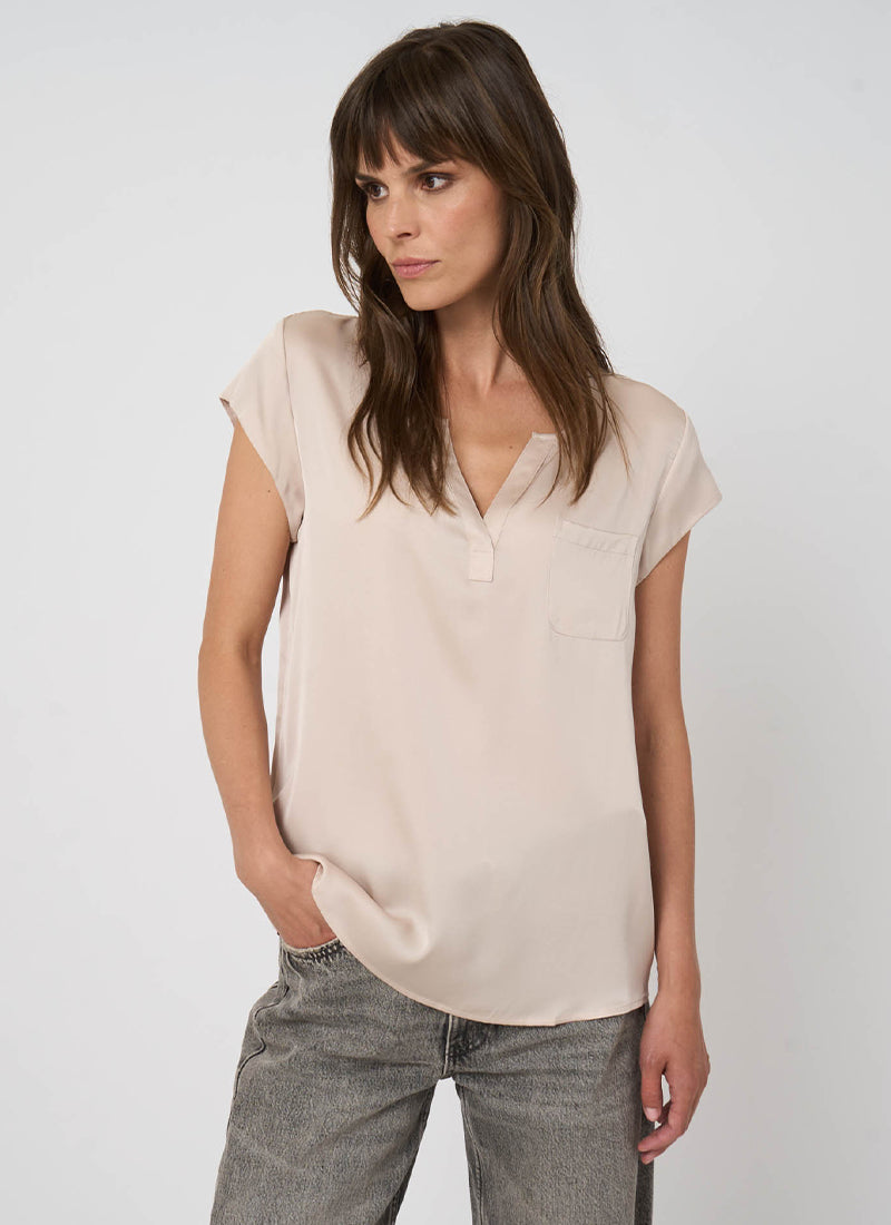REPEAT Cashmere Silk Short Sleeve Blouse