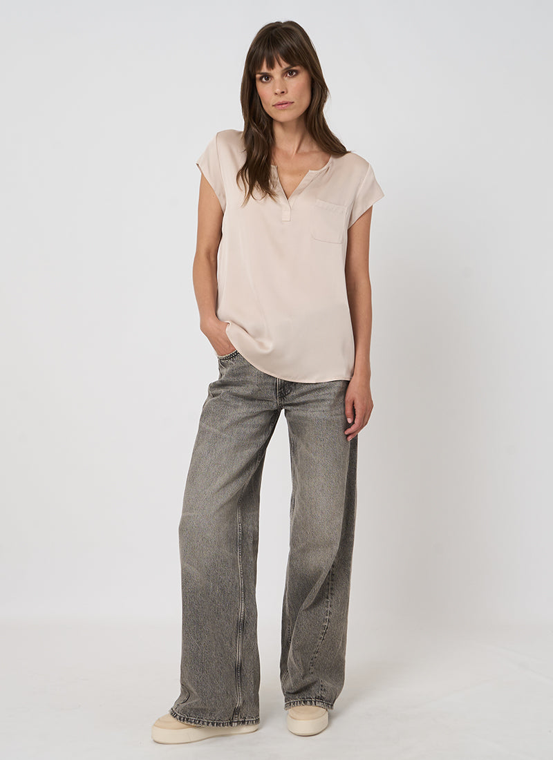 REPEAT Cashmere Silk Short Sleeve Blouse