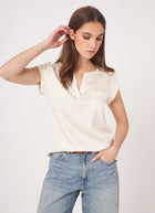REPEAT Cashmere Silk Short Sleeve Blouse