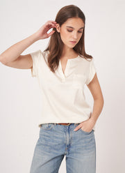 REPEAT Cashmere Silk Short Sleeve Blouse