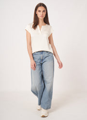 REPEAT Cashmere Silk Short Sleeve Blouse