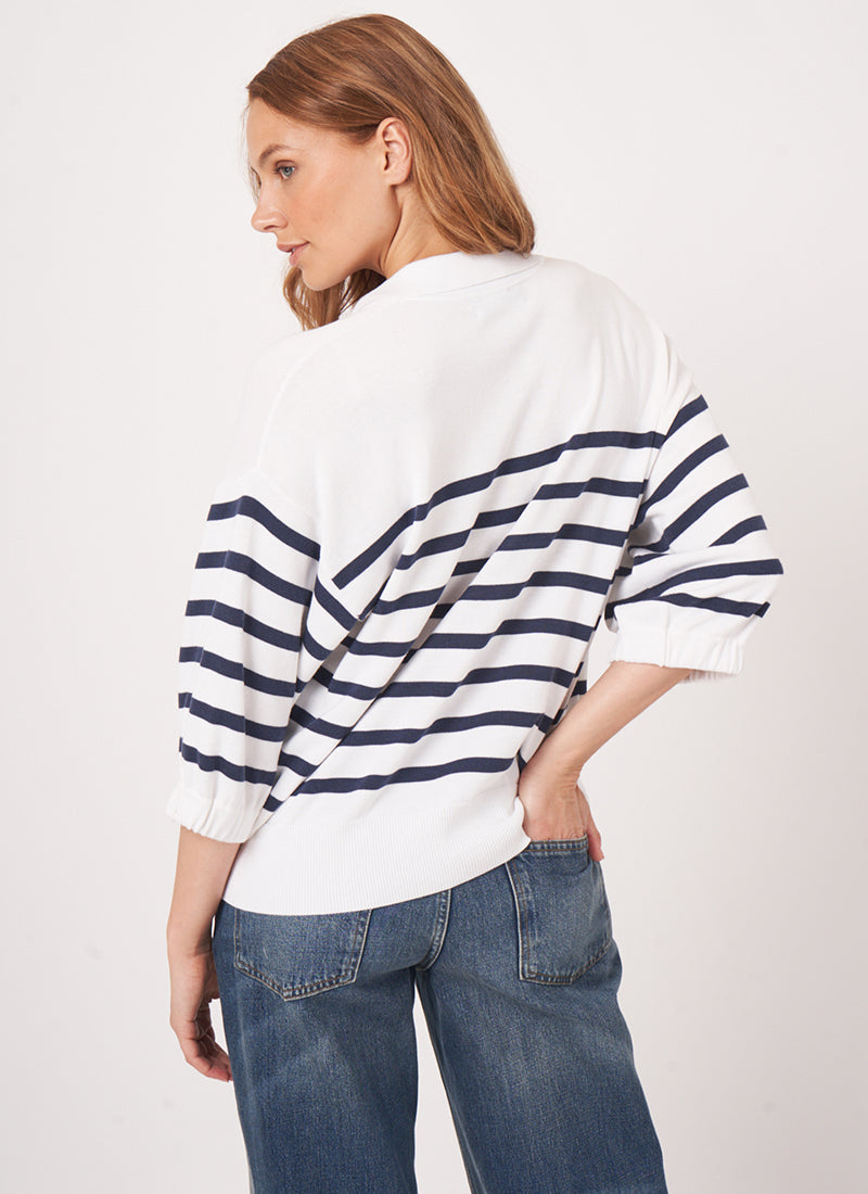 Repeat Cashmere Stripe Polo Knitted Pullover