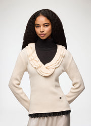 Ribbed Merino Frill Top