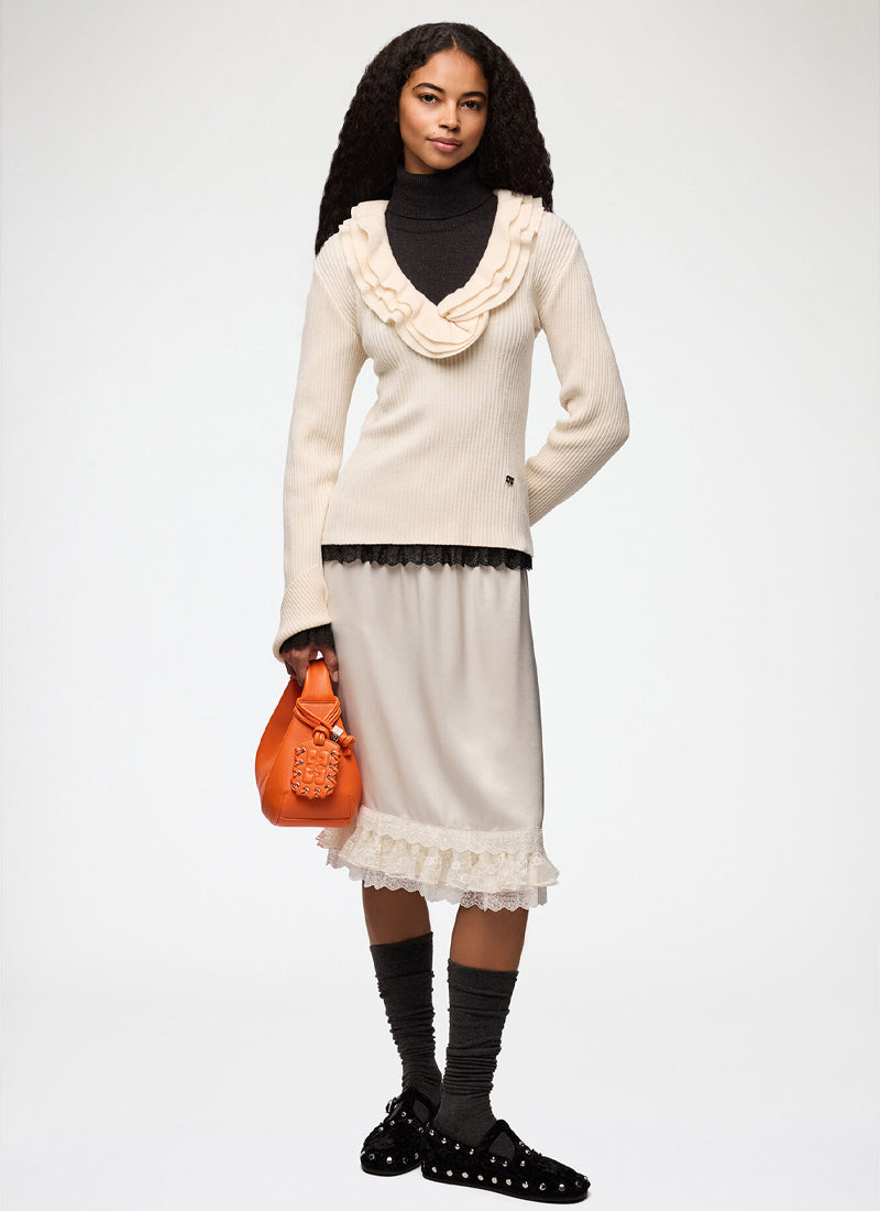 Ribbed Merino Frill Top