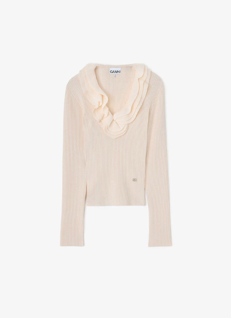Ribbed Merino Frill Top