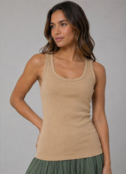 CIRCUS + CO Ribbed Tank Top Beige