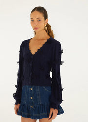 Richilieu 3d Buterflies Artisanal Knit Cardigan