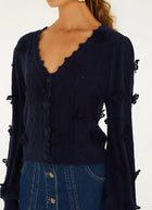 Richilieu 3d Buterflies Artisanal Knit Cardigan