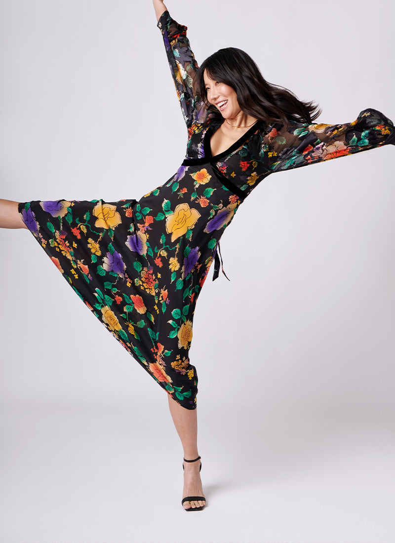 RIXO Ayla Floral Midi Dress