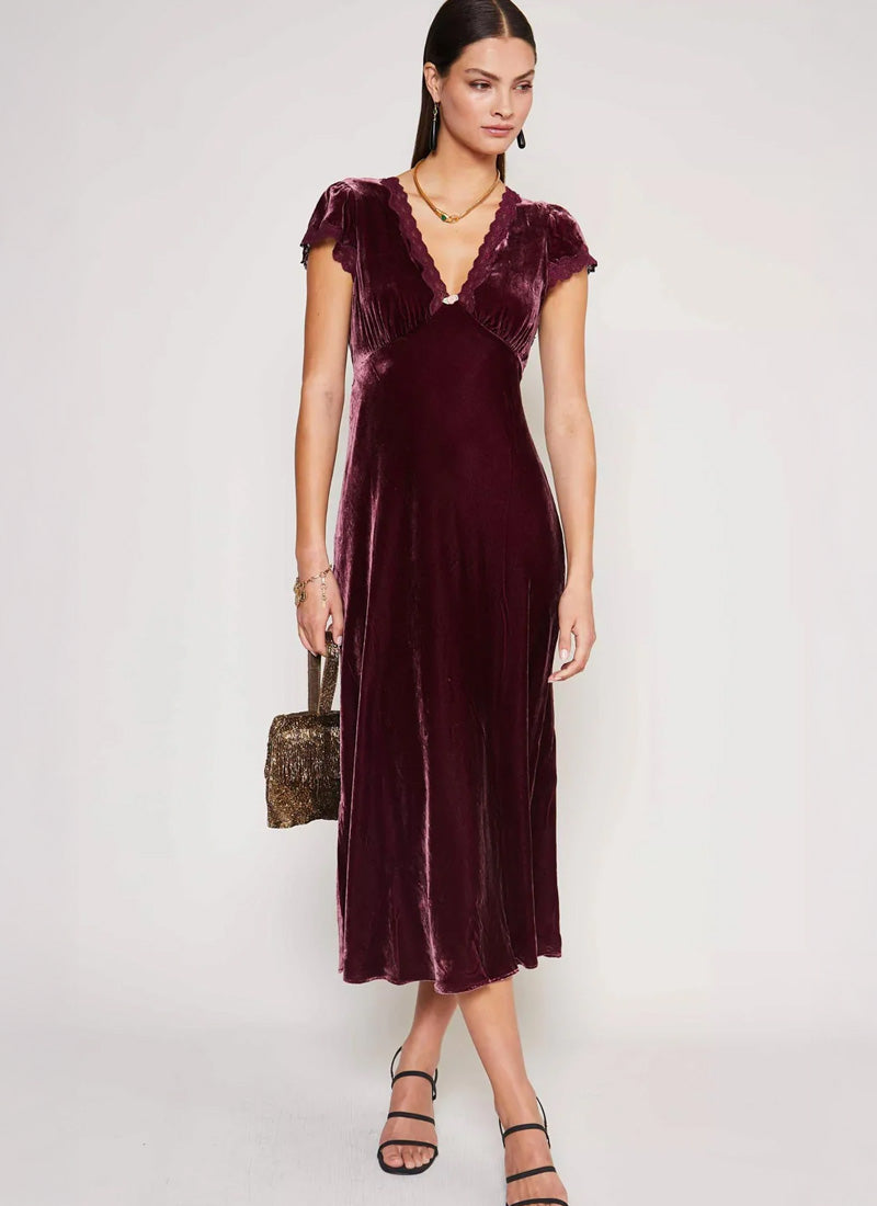 RIXO Clarice Velvet Midi Dress