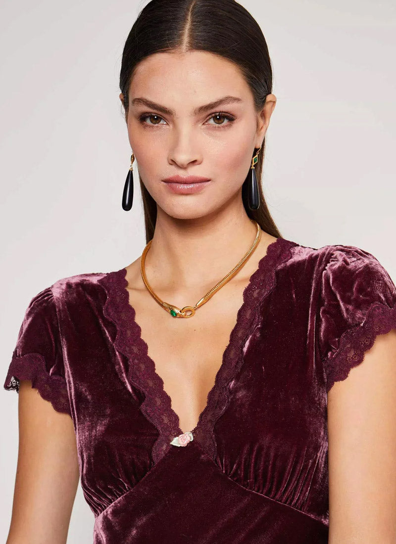 RIXO Clarice Velvet Midi Dress