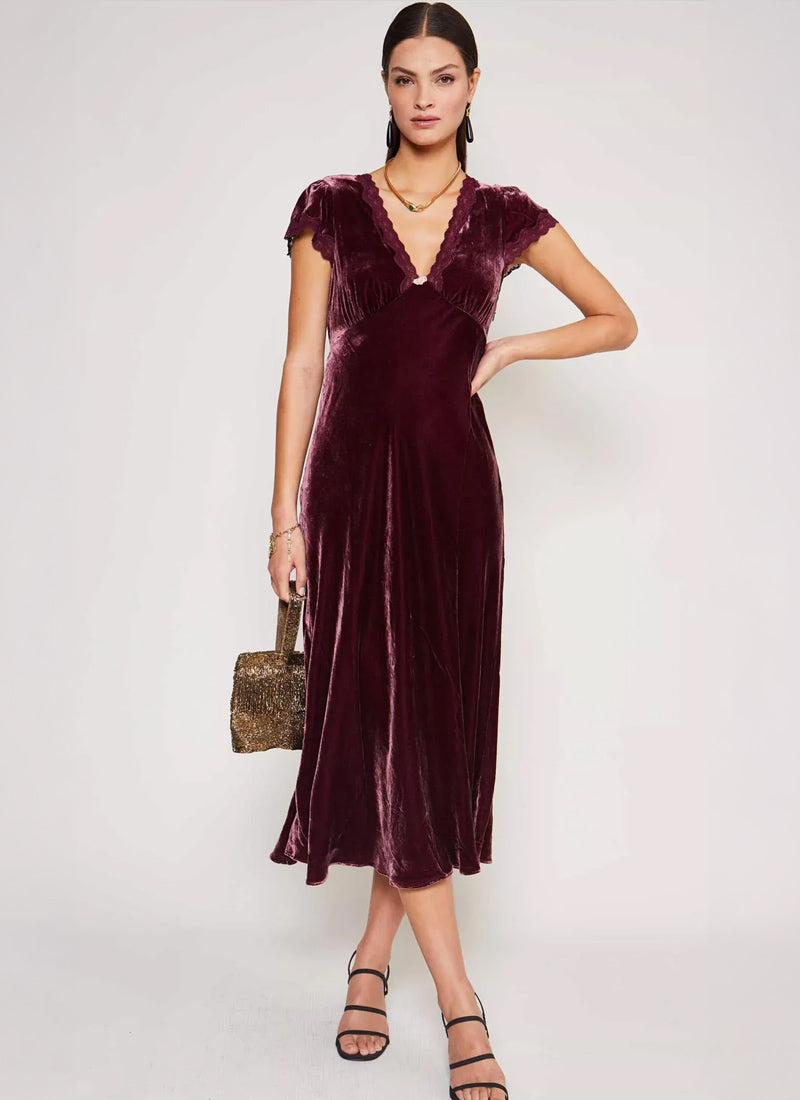 RIXO Clarice Velvet Midi Dress