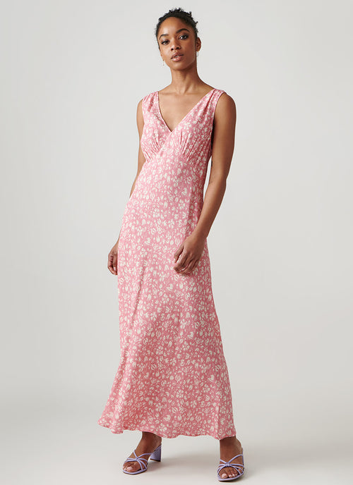 RIXO Sandrine Sleeveless Pink Midi Dress