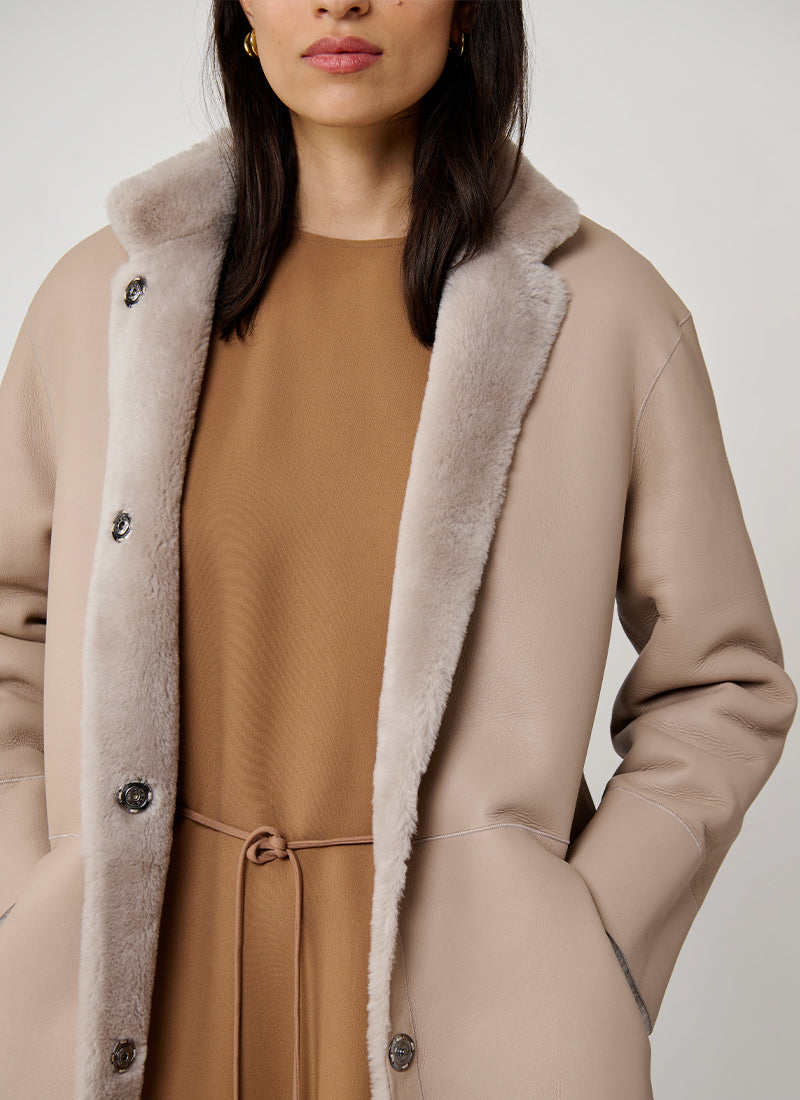 ROCCO RAGNI Merino Shearling Beige Coat