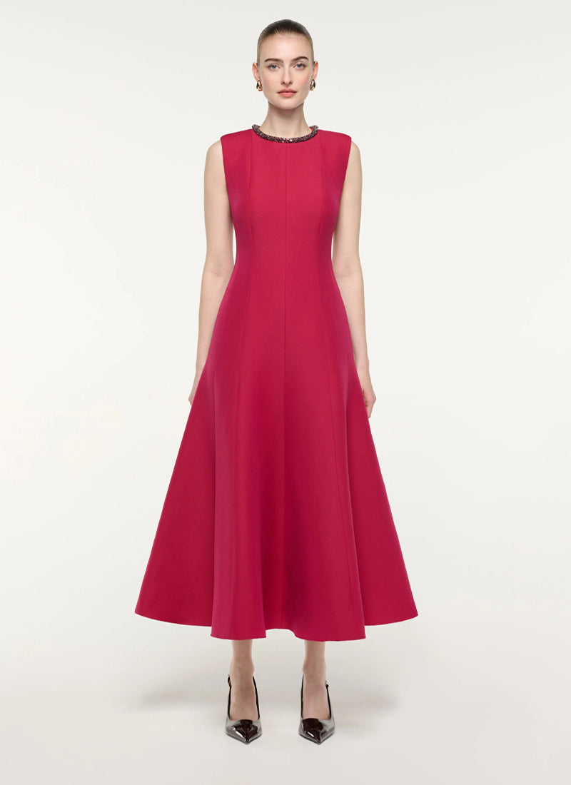 Sleeveless Full Skirt Midi Dress