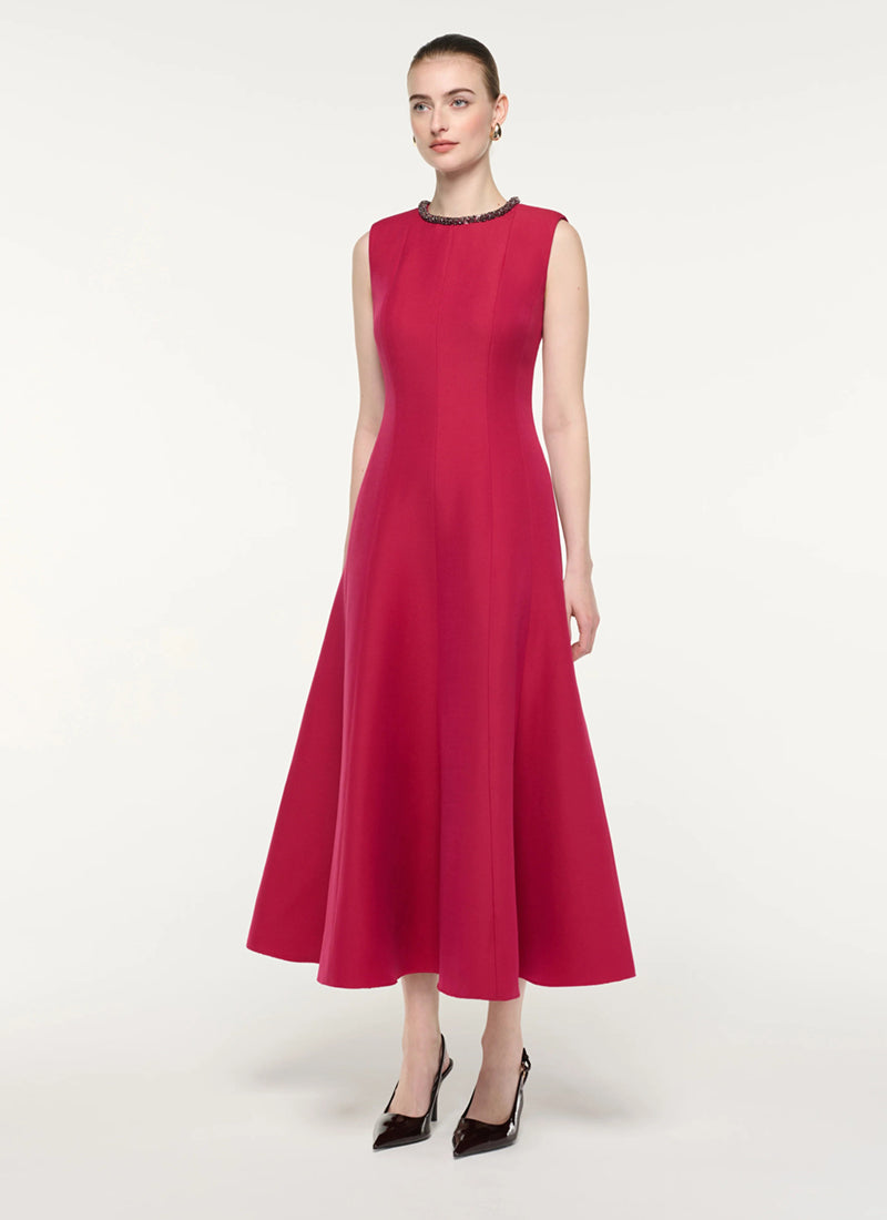 Sleeveless Full Skirt Midi Dress