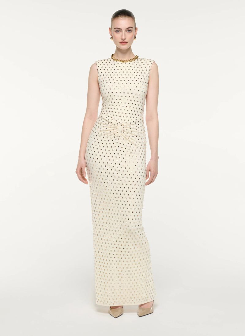 Gathered Diamante Maxi Dress