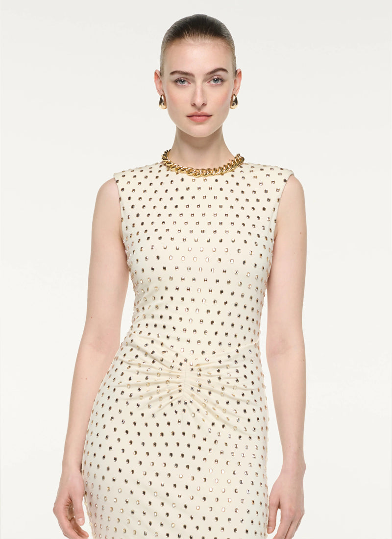 Gathered Diamante Maxi Dress